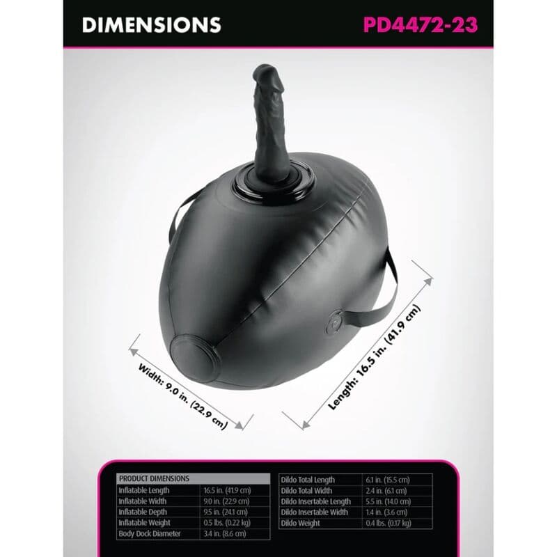FETISH FANTASY SERIES - BODY DOCK INFLATABLE LOVE BALL WITH DILDO BLACK 41.9 CM thumb 5