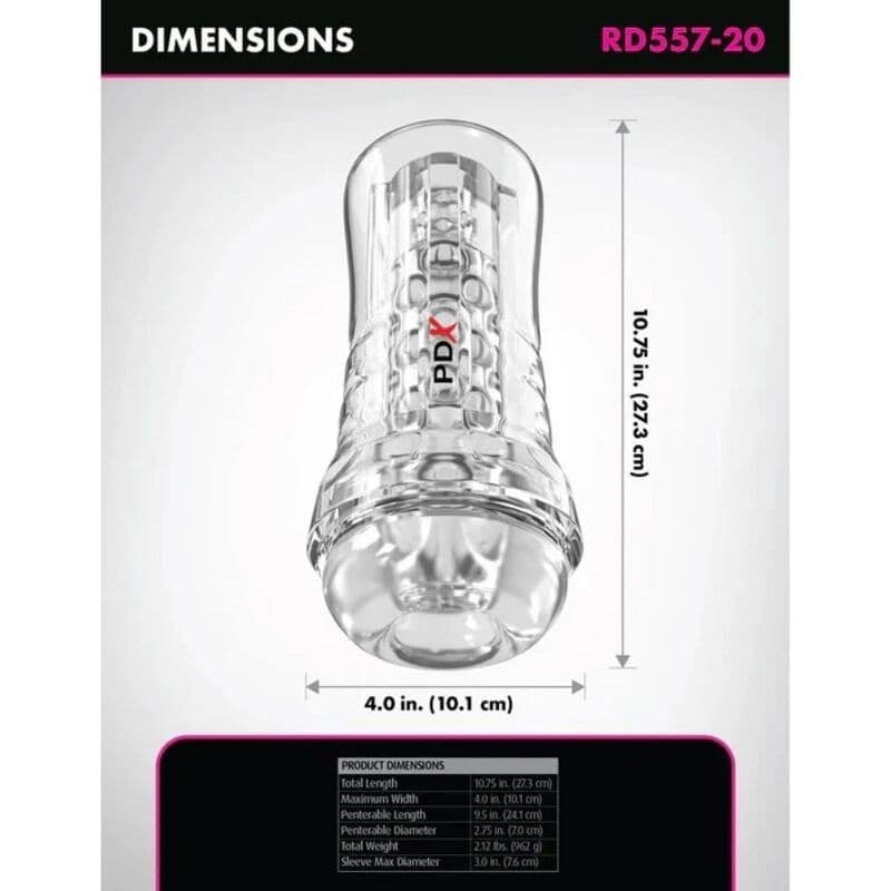 PDX ELITE - VIEWTUBE PLUS SEE-THRU EZ-GRIP TRANSPARENT STROKER 21 CM thumb 3