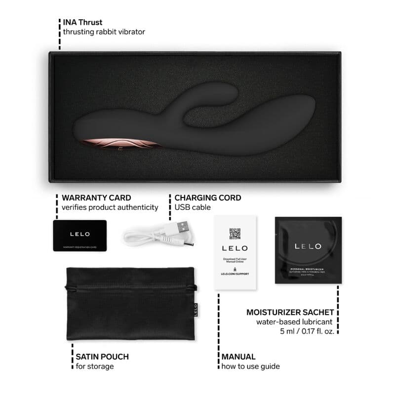 LELO - INA THRUST RABBIT THRUSTING VIBRATOR BLACK thumb 9