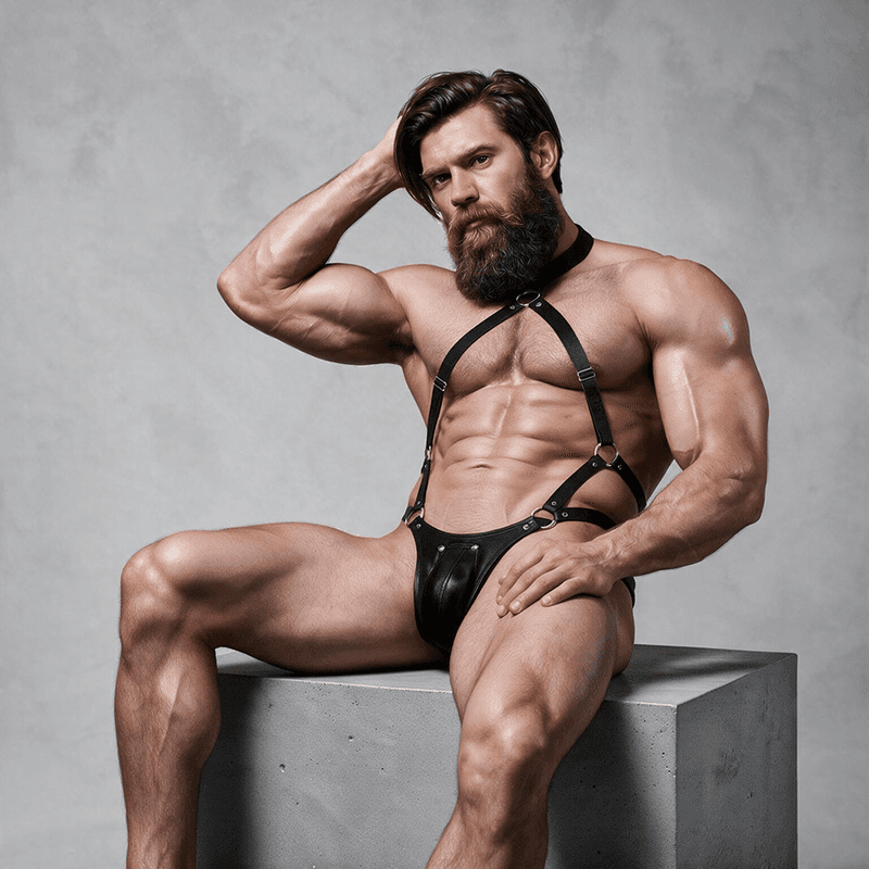 FETISH SUBMISSIVE ATTITUDE - MENS ECO-LEATHER JOCK STRAP HARNESS thumb 4