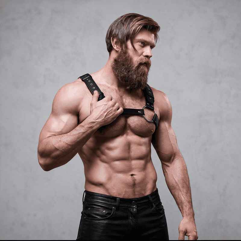 FETISH SUBMISSIVE ATTITUDE - MENS ECO-LEATHER CHEST HARNESS WITH STUDS thumb 3