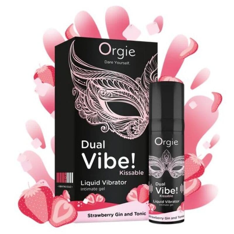 ORGIE - DUAL VIBE! STRAWBERRY GIN AND TONIC KISSABLE LIQUID VIBRATOR 15 ML thumb 3