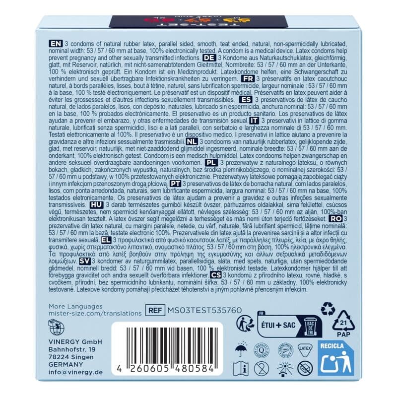 MISTER SIZE - SAMPLE PACK CONDOMS SIZE 53-57-60 MM (3 UNITS) thumb 4
