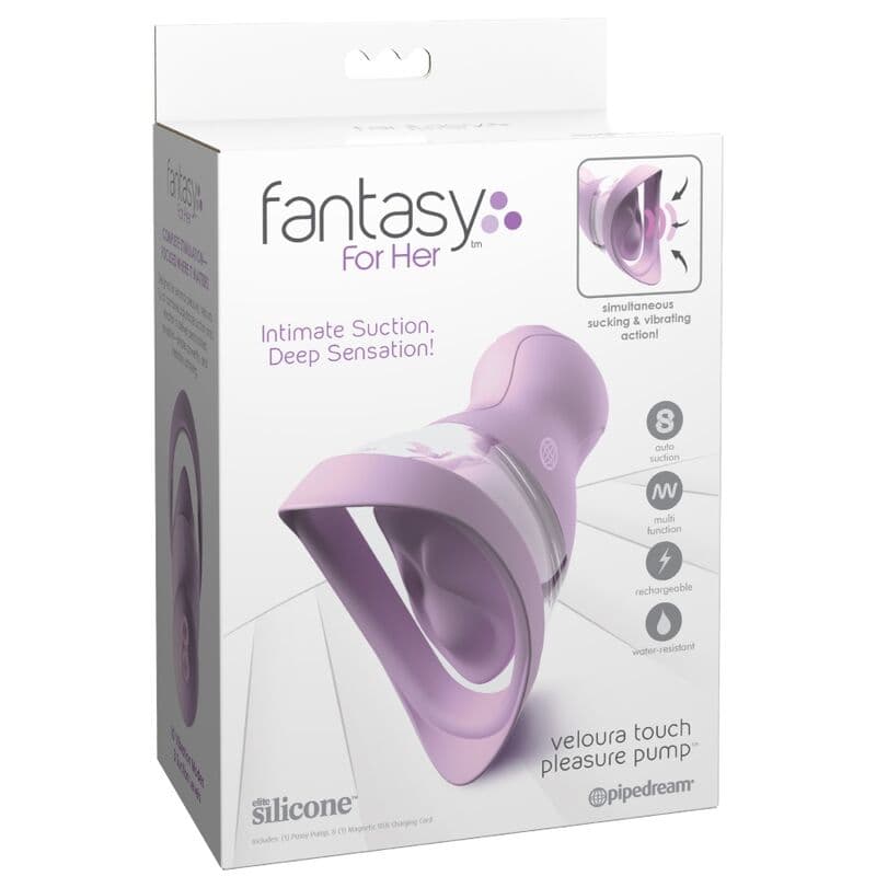 FANTASY FOR HER - VELOURA TOUCH PLEASURE PUMP INTIMATE PUMP WITH SUCTION AND VIBRATION PURPLE thumb 6