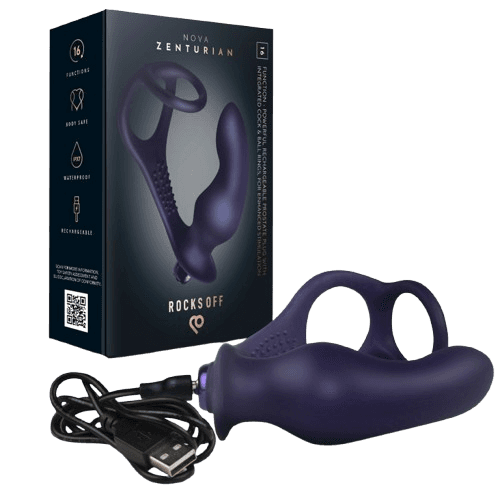 ROCKS-OFF - NOVA ZENTURIAN VIBRATING PROSTATE PLUG WITH RINGS 16 MODES DARK BLUE thumb 2