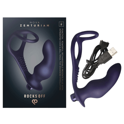 ROCKS-OFF - NOVA ZENTURIAN VIBRATING PROSTATE PLUG WITH RINGS 16 MODES DARK BLUE thumb 9