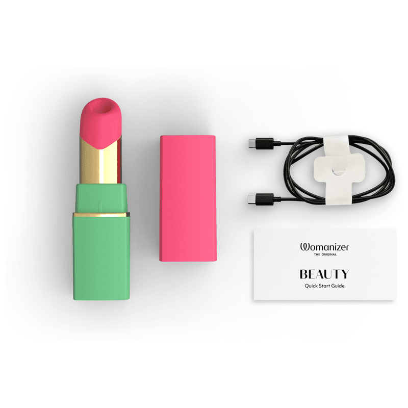 WOMANIZER - BEAUTY SUCTION CLITORAL STIMULATOR 6 INTENSITY LEVELS GREEN AND PINK thumb 8