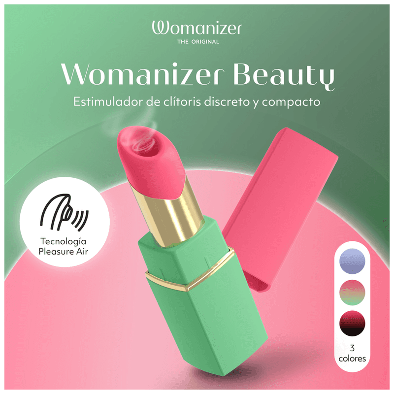 WOMANIZER - BEAUTY SUCTION CLITORAL STIMULATOR 6 INTENSITY LEVELS GREEN AND PINK thumb 12