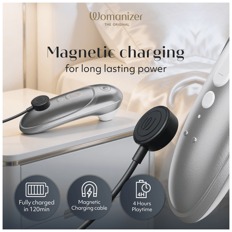 WOMANIZER - PRO SUCTION CLITORAL STIMULATOR 11 INTENSITY LEVELS SILVER GREY thumb 14