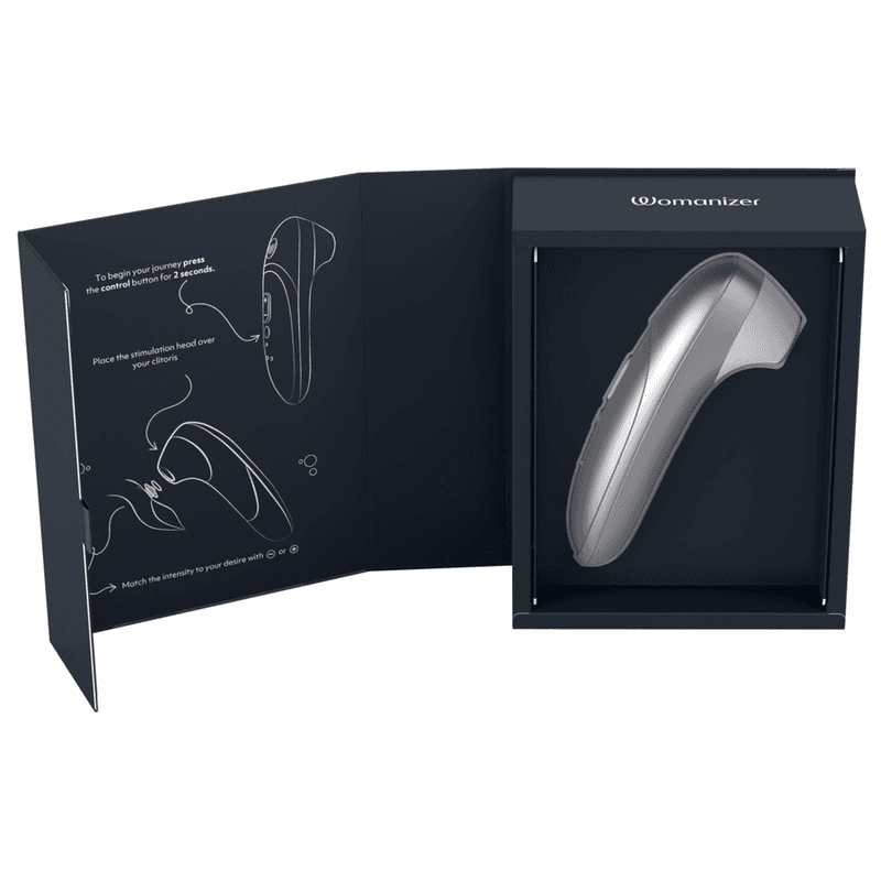 WOMANIZER - PRO SUCTION CLITORAL STIMULATOR 11 INTENSITY LEVELS SILVER GREY thumb 4