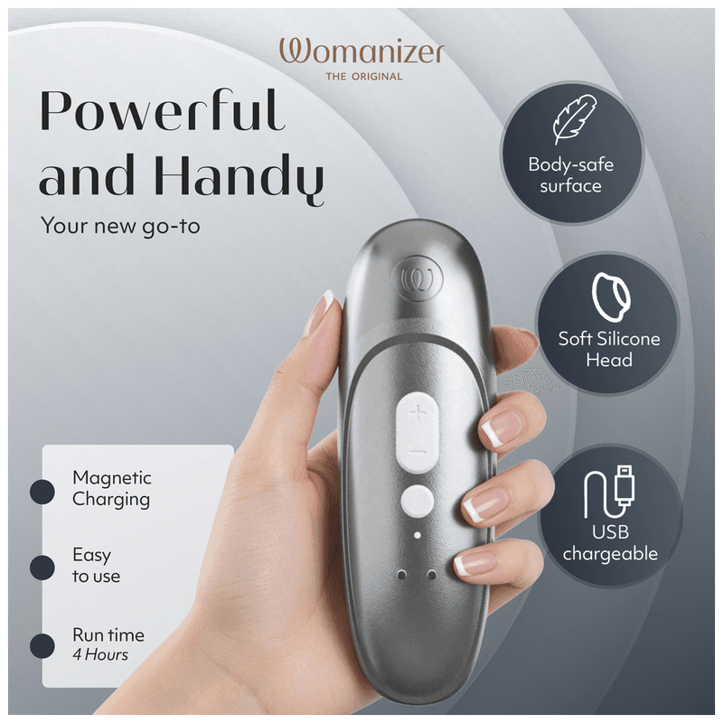 WOMANIZER - PRO SUCTION CLITORAL STIMULATOR 11 INTENSITY LEVELS SILVER GREY thumb 8