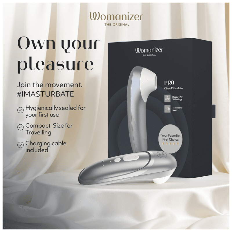 WOMANIZER - PRO SUCTION CLITORAL STIMULATOR 11 INTENSITY LEVELS SILVER GREY thumb 16