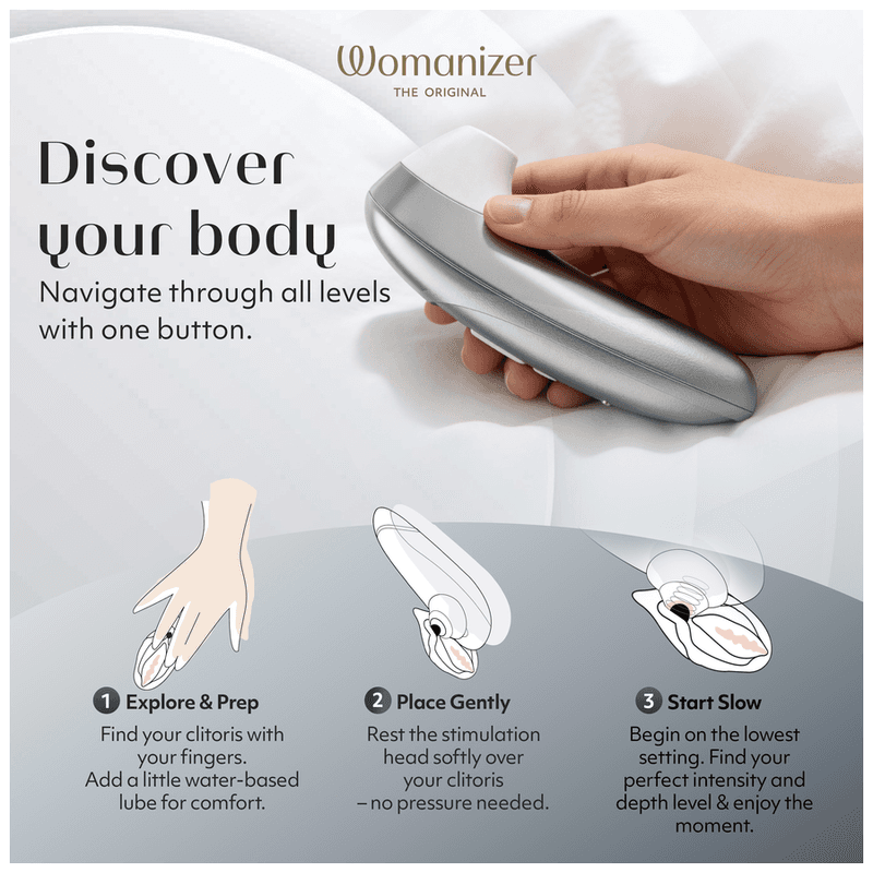WOMANIZER - PRO SUCTION CLITORAL STIMULATOR 11 INTENSITY LEVELS SILVER GREY thumb 18