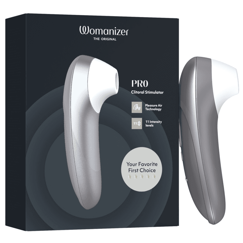 WOMANIZER - PRO SUCTION CLITORAL STIMULATOR 11 INTENSITY LEVELS SILVER GREY