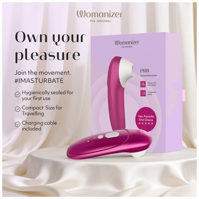 WOMANIZER - PRO SUCTION CLITORAL STIMULATOR 11 INTENSITY LEVELS VIBRANT PINK thumb 21