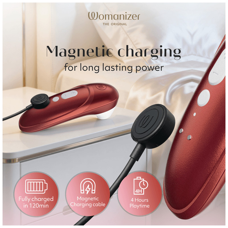WOMANIZER - PRO SUCTION CLITORAL STIMULATOR 11 INTENSITY LEVELS BORDEAUX RED thumb 17