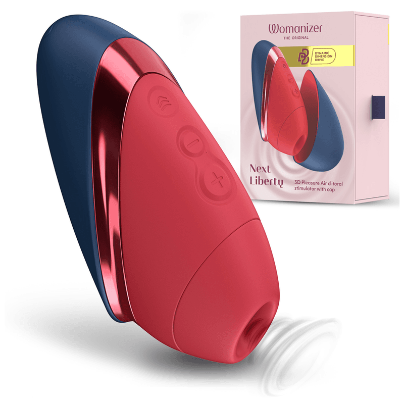 WOMANIZER - NEXT LIBERTY 3D PLEASURE AIR CLITORAL STIMULATOR BLUE/RED thumb 3