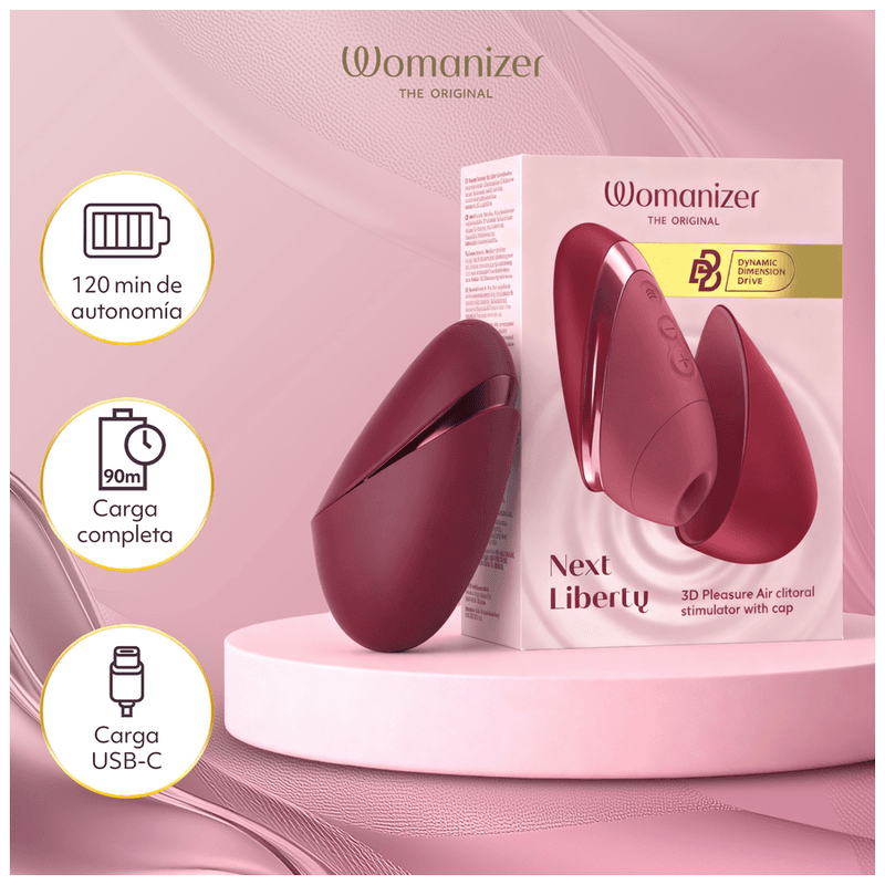 WOMANIZER - NEXT LIBERTY 3D PLEASURE AIR CLITORAL STIMULATOR BORDEAUX thumb 6