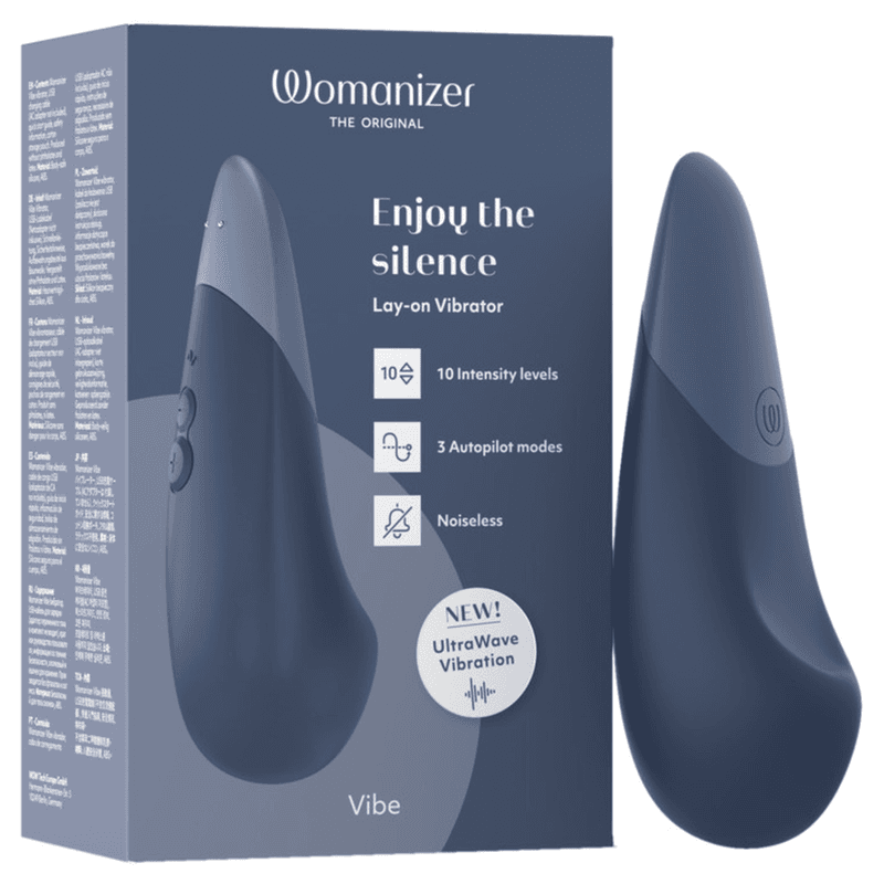 WOMANIZER - VIBE LAY-ON SILENT VIBRATOR DARK BLUE