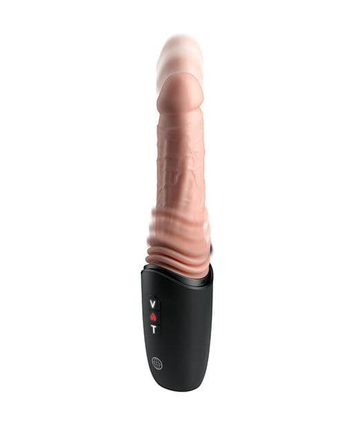 KING COCK PLUS - THRUSTING COCK PRO SILICONE DILDO WITH THROTTLE, VIBRATION AND HEAT LIGHT 12.7 CM thumb 6