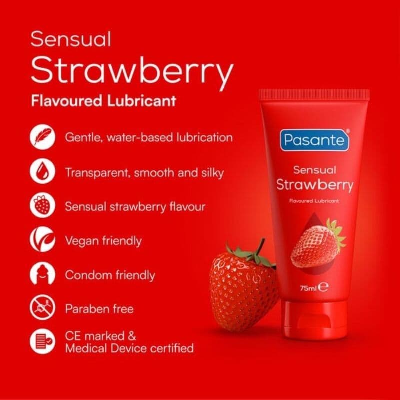 PASANTE - SENSUAL STRAWBERRY WATER-BASED STRAWBERRY FLAVOURED PERSONAL LUBRICANT 75 ML thumb 4