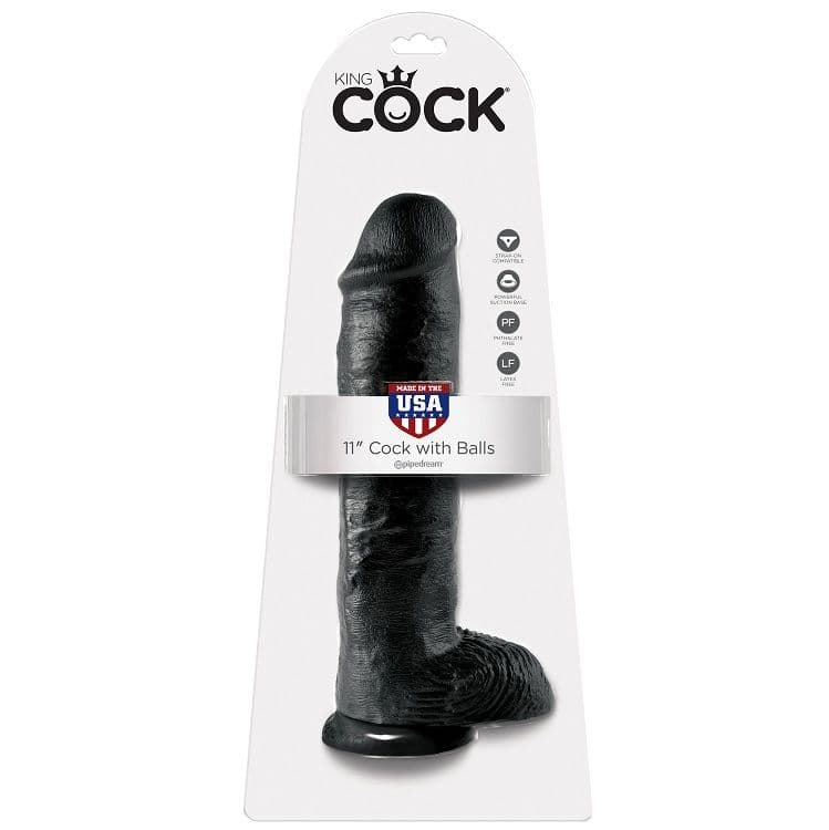 KING COCK - 11 DILDO BLACK WITH BALLS 28 CM thumb 2