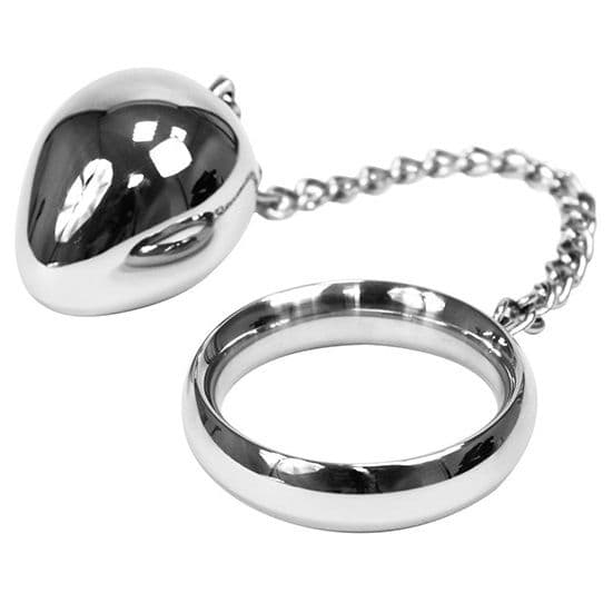 METAL HARD - COCK RING 45MM + CHAIN WITH METAL BALL thumb 2