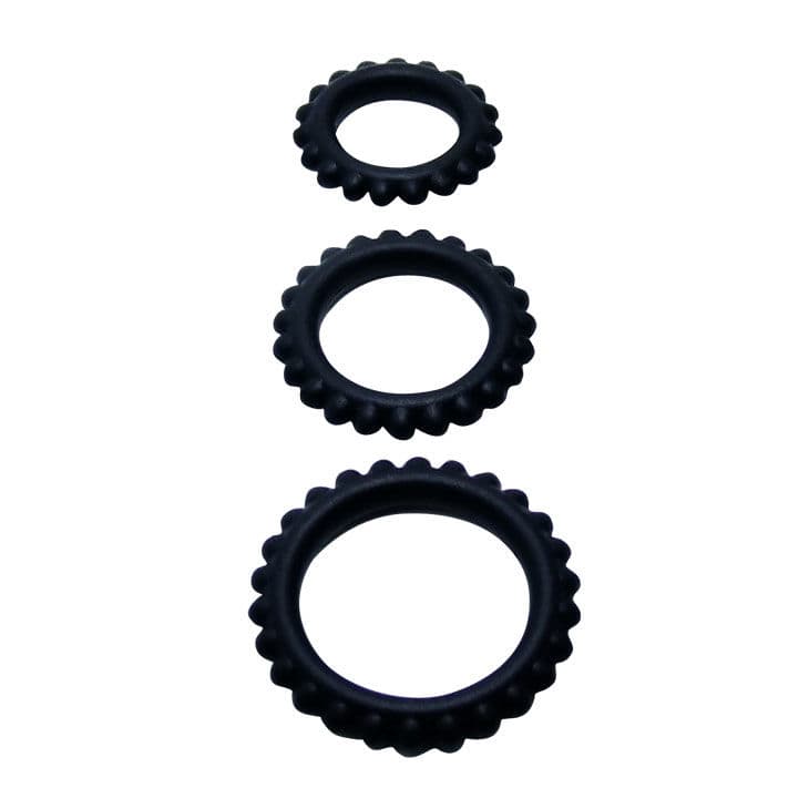 BAILE - TITAN SET 3PCS COCK RING BLACK 2.8 + 2.4 + 1.9 CM thumb 2
