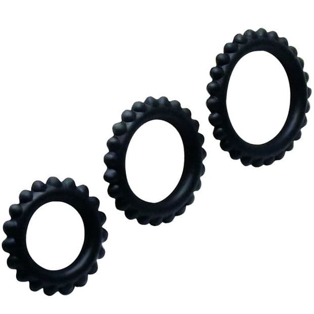 BAILE - TITAN SET 3PCS COCK RING BLACK 2.8 + 2.4 + 1.9 CM thumb 3