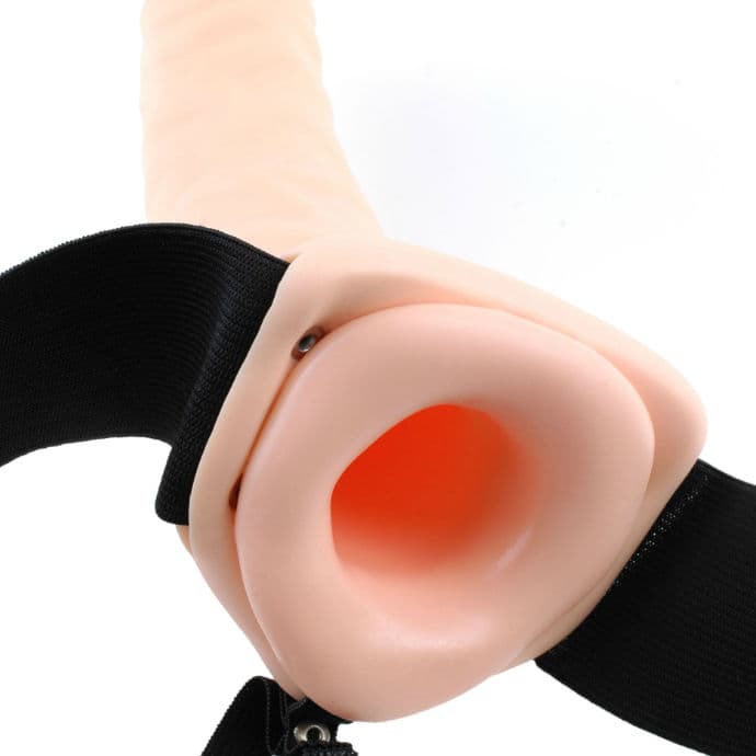 FETISH FANTASY SERIES - 19 CM VIBRATING HOLLOW STRAP-ON BROWN thumb 4