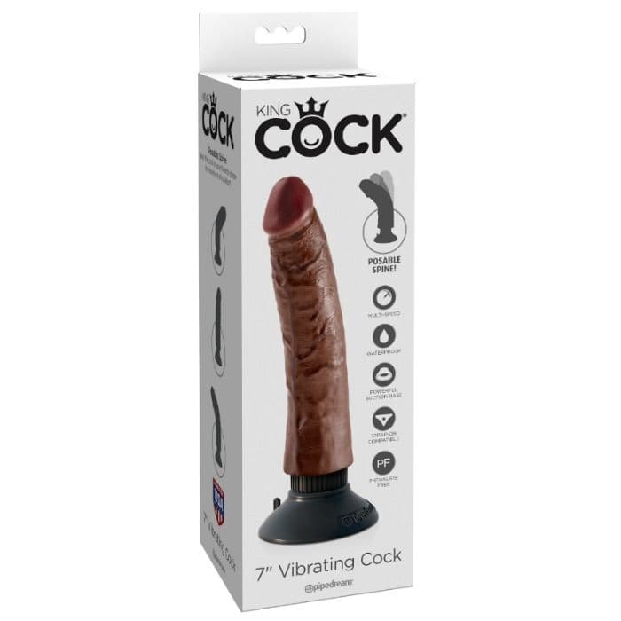 KING COCK - VIBRATING COCK BROWN 17.78 CM thumb 2