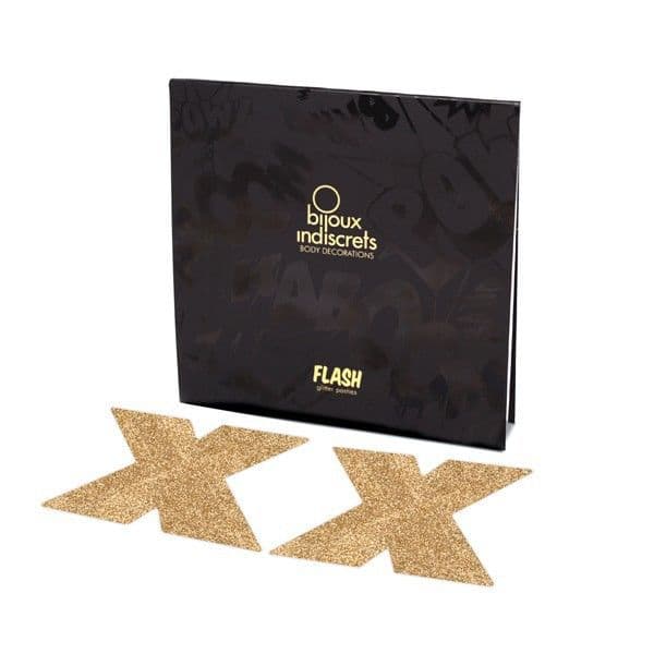 BIJOUX - INDISCRETS FLASH CROSS GOLD NIPPLE COVERS thumb 2