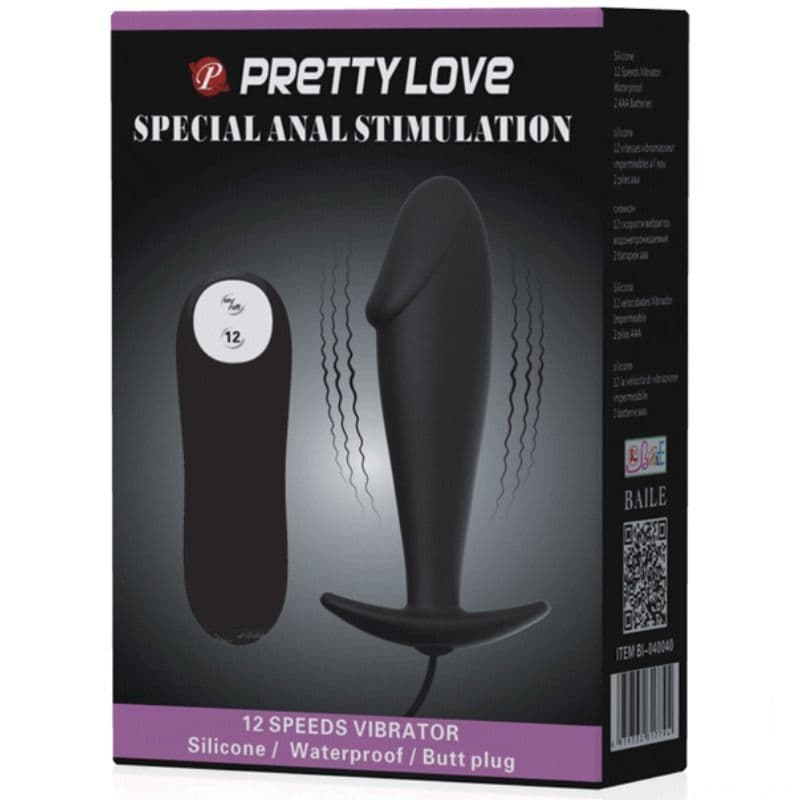 PRETTY LOVE - SILICONE ANAL PLUG PENIS FORM AND 12 VIBRATION MODES BLACK thumb 7