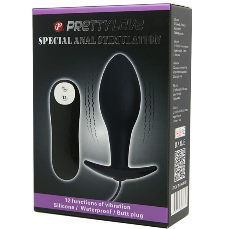 PRETTY LOVE - ANAL PLUG ANCHOR FORM SILICONE 12 VIBRATION MODES BLACK thumb 3