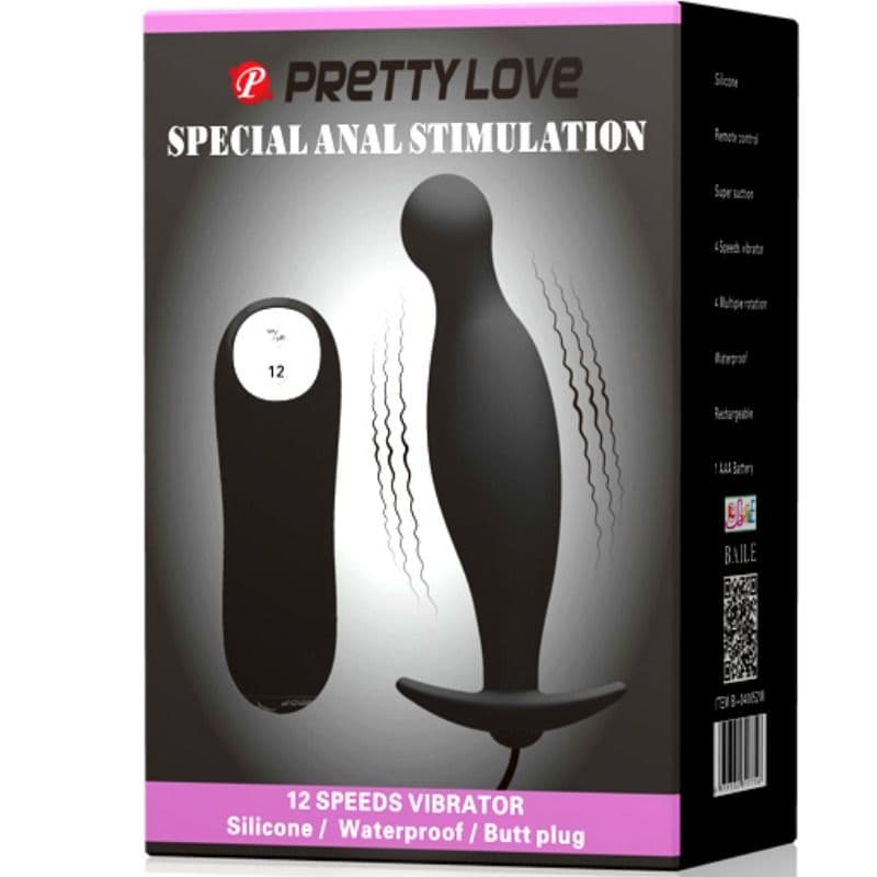 PRETTY LOVE - SILICONE ANAL PLUG 12 VIBRATION MODES BLACK thumb 7