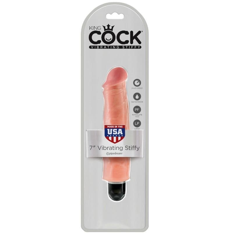 KING COCK - 17.8 CM VIBRATING STIFFY FLESH thumb 3