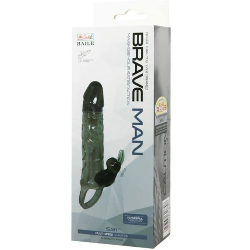 BAILE - BRAVE MAN PENIS COVER WITH RABBIT BLACK 16.5 CM thumb 9