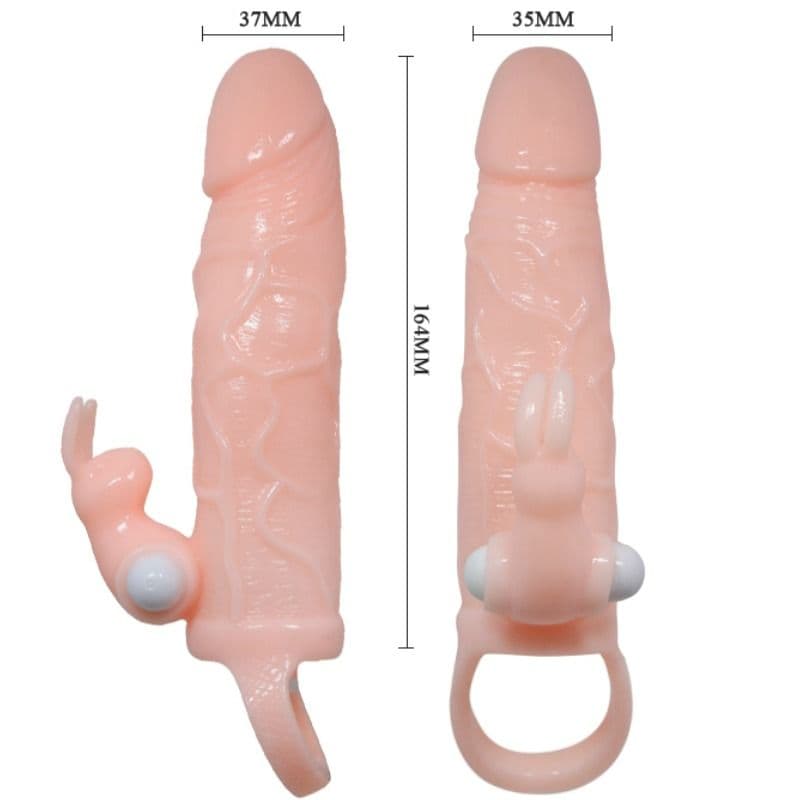 BAILE - BRAVE MAN PENIS COVER WITH RABBIT AND DOUBLE ENGINE FLESH 16.5 CM thumb 4