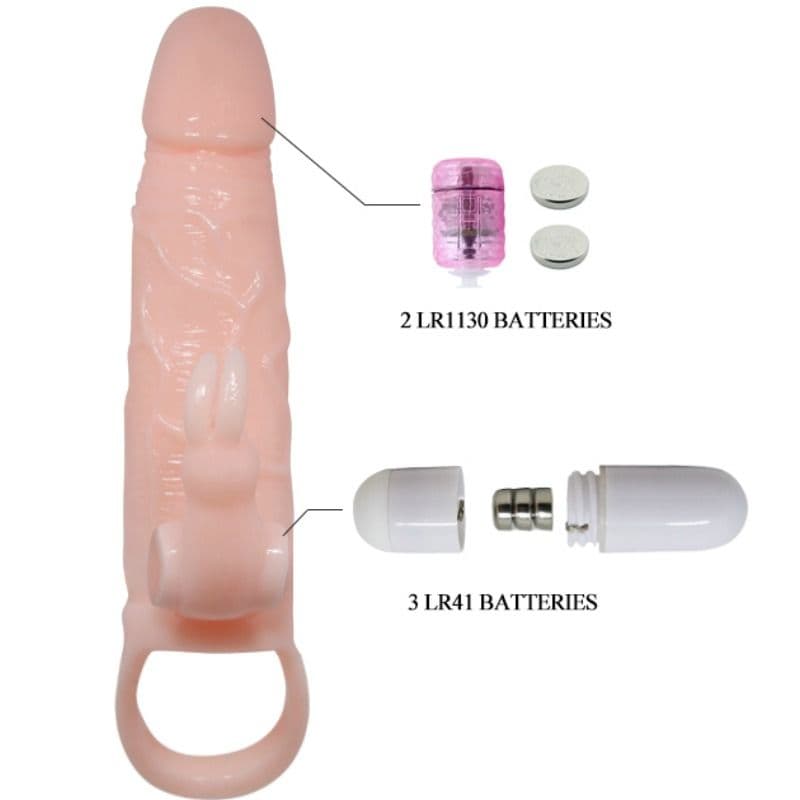 BAILE - BRAVE MAN PENIS COVER WITH RABBIT AND DOUBLE ENGINE FLESH 16.5 CM thumb 6