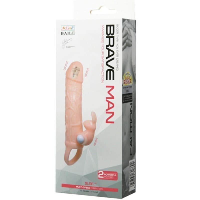 BAILE - BRAVE MAN PENIS COVER WITH RABBIT AND DOUBLE ENGINE FLESH 16.5 CM thumb 8