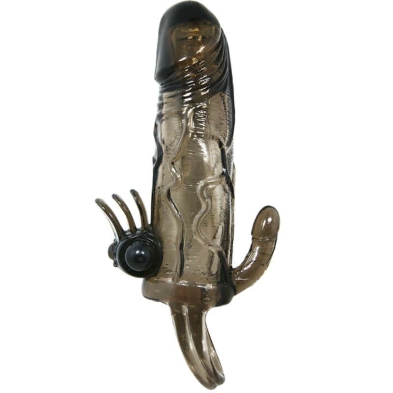 BAILE - BRAVE MAN PENIS COVER WITH CLIT AND ANAL STIMULATION DOUBLE BULLET BLACK 16.5 CM thumb 3