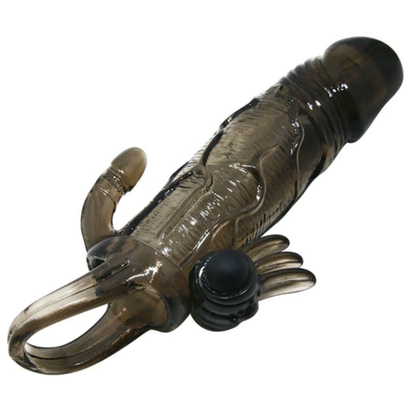 BAILE - BRAVE MAN PENIS COVER WITH CLIT AND ANAL STIMULATION DOUBLE BULLET BLACK 16.5 CM thumb 5