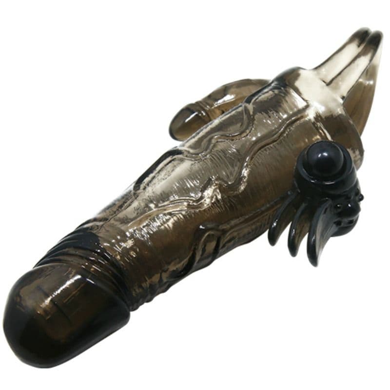 BAILE - BRAVE MAN PENIS COVER WITH CLIT AND ANAL STIMULATION DOUBLE BULLET BLACK 16.5 CM thumb 6