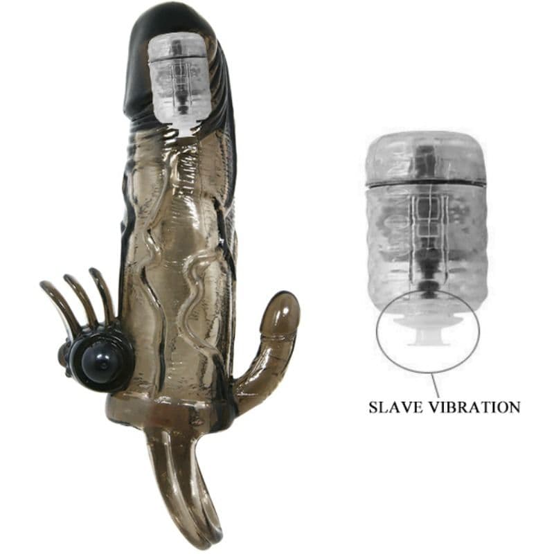 BAILE - BRAVE MAN PENIS COVER WITH CLIT AND ANAL STIMULATION DOUBLE BULLET BLACK 16.5 CM thumb 7
