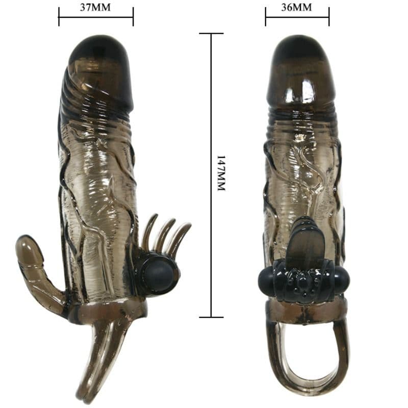 BAILE - BRAVE MAN PENIS COVER WITH CLIT AND ANAL STIMULATION DOUBLE BULLET BLACK 16.5 CM thumb 9