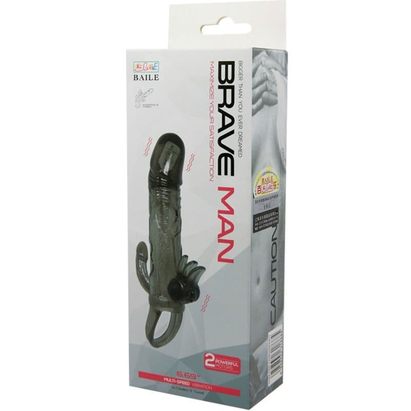 BAILE - BRAVE MAN PENIS COVER WITH CLIT AND ANAL STIMULATION DOUBLE BULLET BLACK 16.5 CM thumb 10