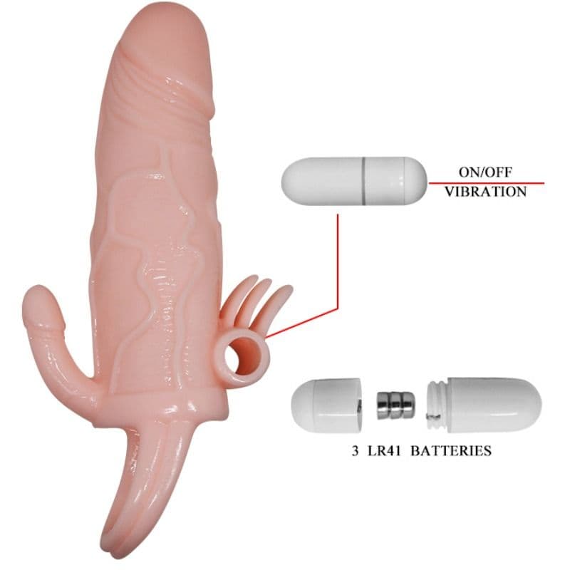 BAILE - BRAVE MAN PENIS COVER WITH CLIT AND ANAL STIMULATION FLESH 16.5 CM thumb 8