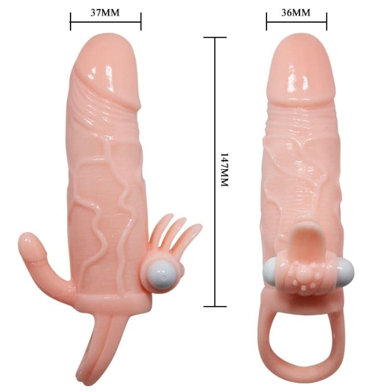 BAILE - BRAVE MAN PENIS COVER WITH CLIT AND ANAL STIMULATION FLESH 16.5 CM thumb 9