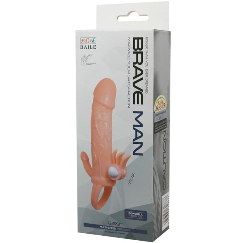 BAILE - BRAVE MAN PENIS COVER WITH CLIT AND ANAL STIMULATION FLESH 16.5 CM thumb 10