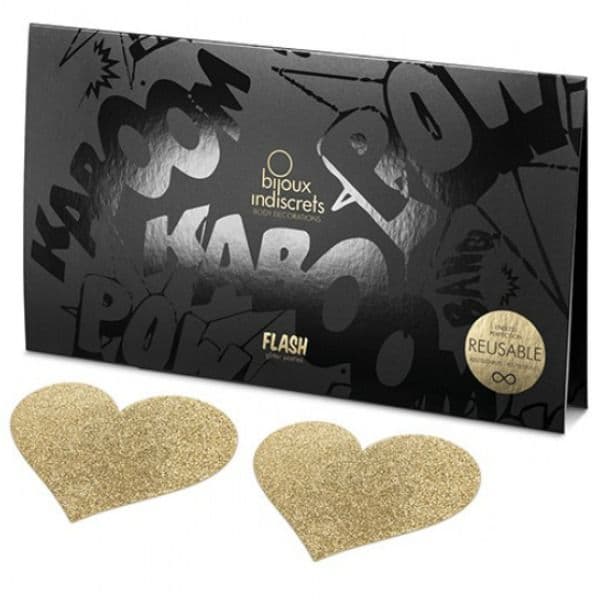 BIJOUX - INDISCRETS FLASH GOLDEN HEART NIPPLE COVERS thumb 4